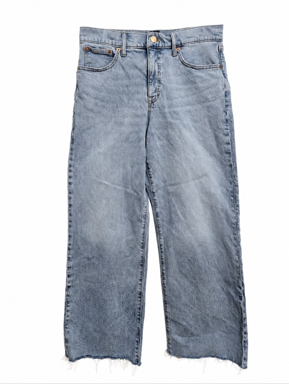 J.Crew Wide-Leg Crop Jeans 28 Tall Light Wash Raw Hem